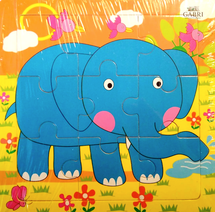 Dřevěné puzzle Slon 9 dílků
