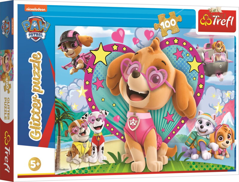 TREFL Třpytivé puzzle Tlapková patrola: V záři Skye 100 dílků