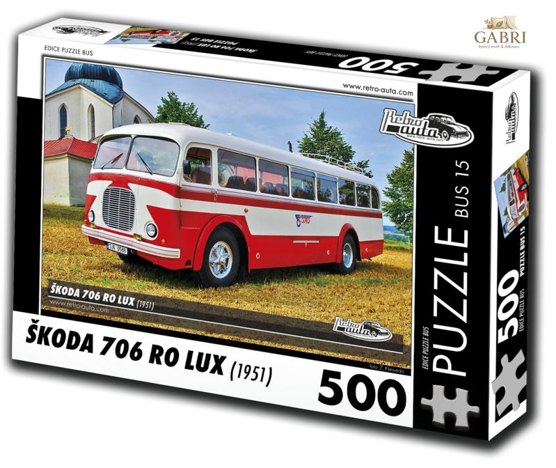 RETRO-AUTA Puzzle BUS č.15 Škoda 706 RO LUX (1951) 500 dílků