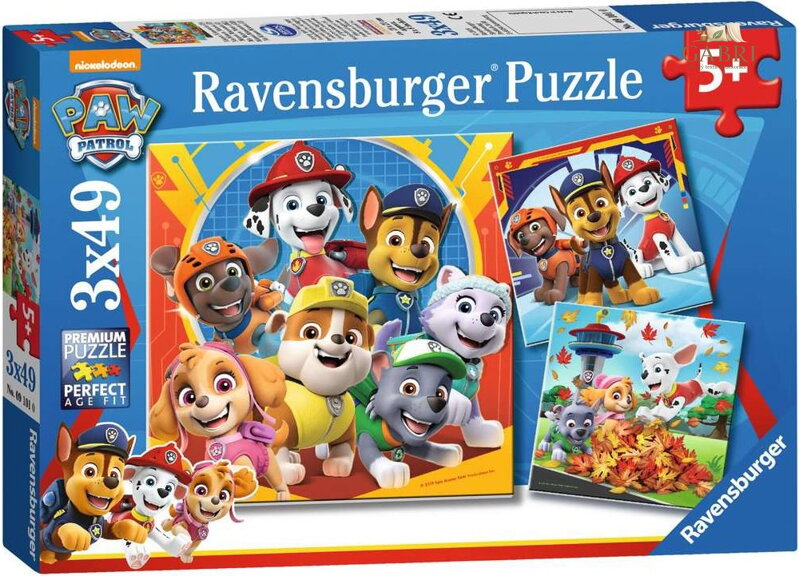 RAVENSBURGER Puzzle Tlapková patrola 3x49 dílků