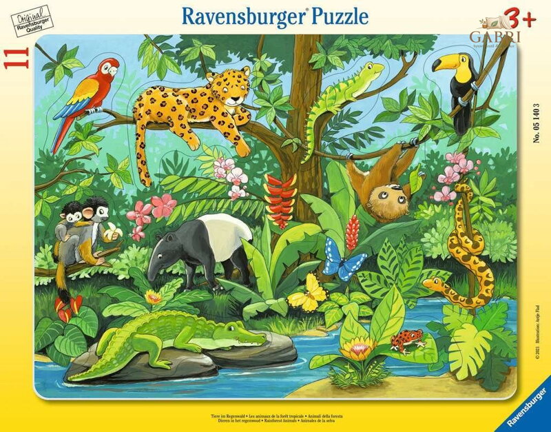 RAVENSBURGER Vkládačka Zvířátka z deštného pralesa 11 dílků