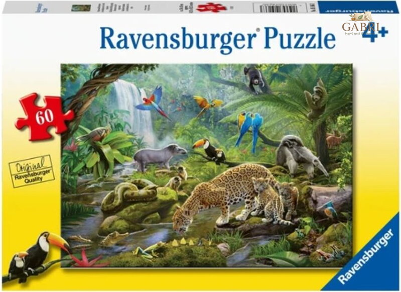 RAVENSBURGER Puzzle Zvířata v deštném pralese 60 dílků