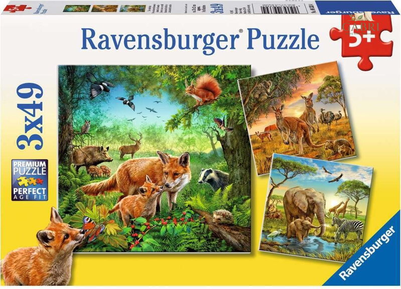RAVENSBURGER Puzzle Zvířata 3x49 dílků