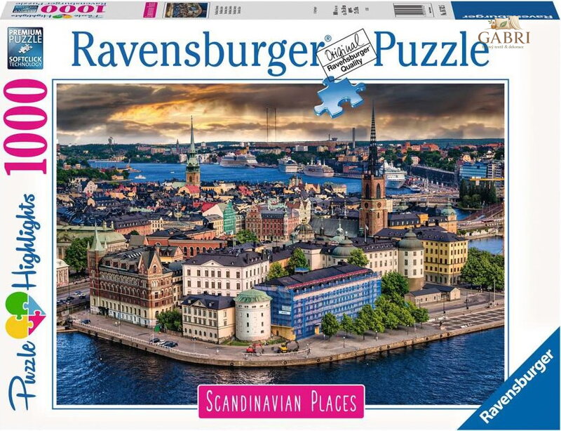 RAVENSBURGER Puzzle Skandinávie Stockholm, Švédsko 1000 dílků