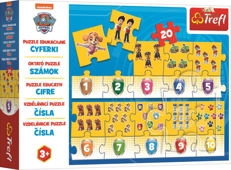 TREFL Vzdělávací puzzle Čísla Tlapková patrola 20 dílků