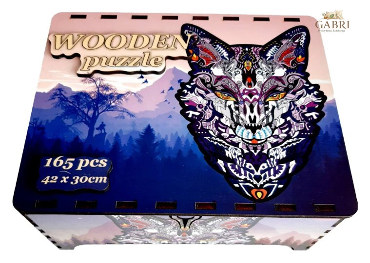 FA LIXEN Dřevěné puzzle Liška XL 165 dílků v dárkové krabičce