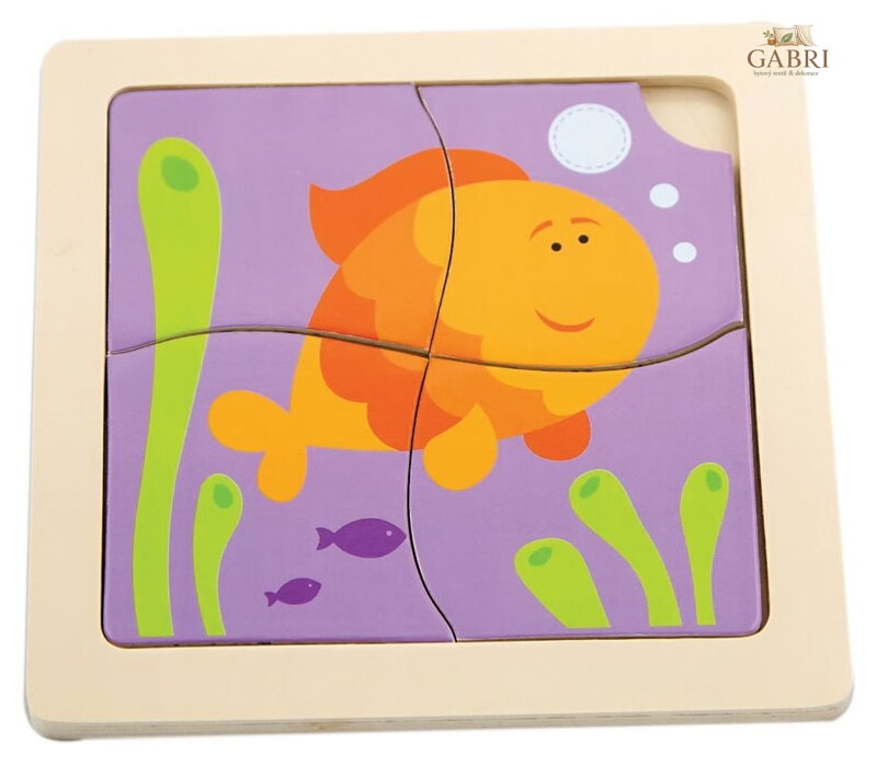 VIGA Dřevěné puzzle Rybka 4 dílky