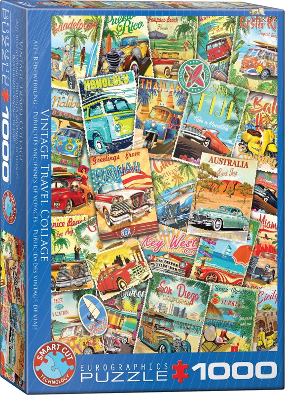 EUROGRAPHICS Puzzle Retro cestovatelská koláž 1000 dílků