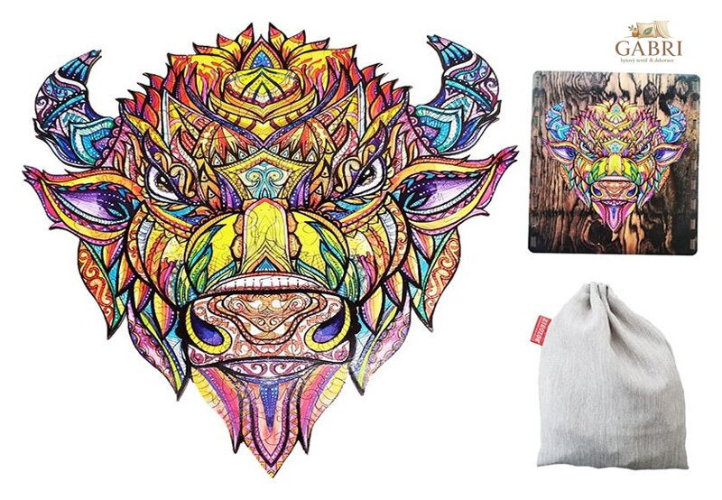 Dřevěné puzzle Bizon XL 137 dílků v dárkové krabičce