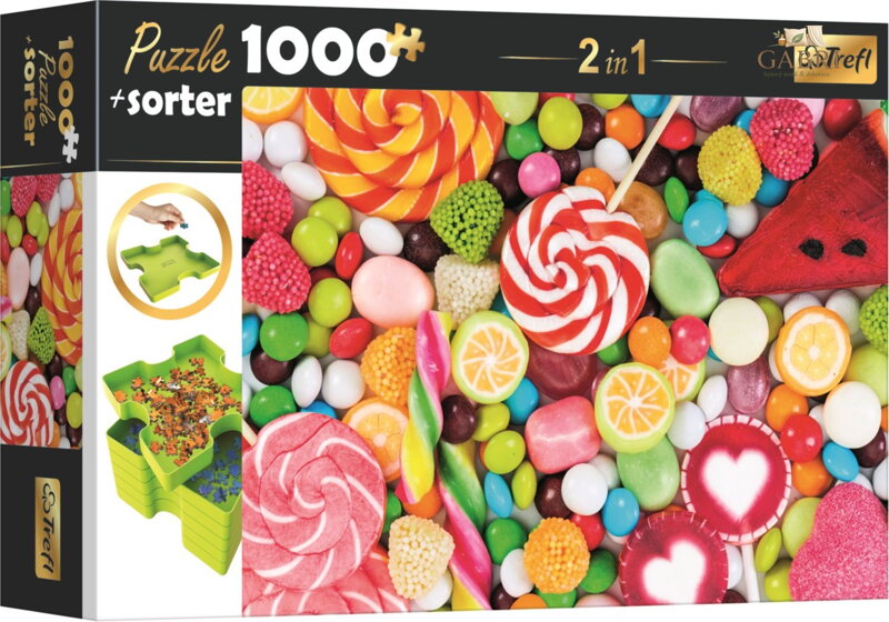 TREFL Puzzle s třídičem 2v1 Sladkosti 1000 dílků