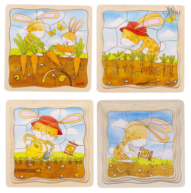 GOKI Vývojové dřevěné puzzle Zeleninový záhon
