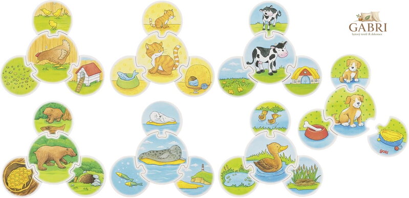 GOKI Dřevěné puzzle Zvířátka 7x4 dílků