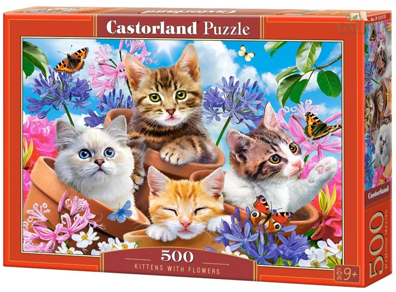 CASTORLAND Puzzle Koťátka s květinami 500 dílků