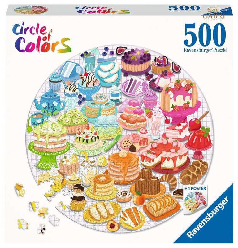 RAVENSBURGER Kulaté puzzle Kruh barev: Barevné dezerty 500 dílků
