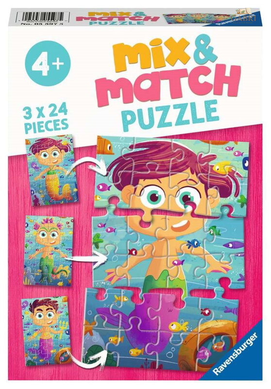 RAVENSBURGER Puzzle Mix&Match: Mořské panny a mořské příšery 3x24 dílků
