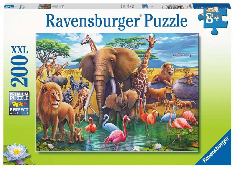 RAVENSBURGER Puzzle Zvířata u napajedla XXL 200 dílků