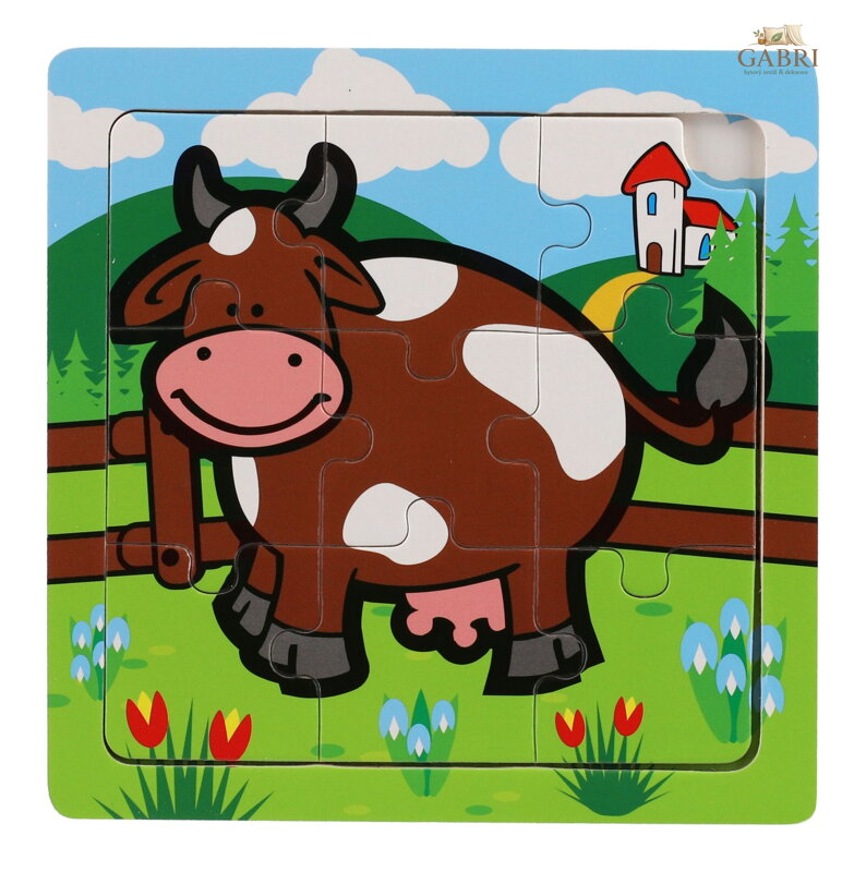 TEDDIES Dřevěné puzzle Moje první zvířátka: Kravička 9 dílků