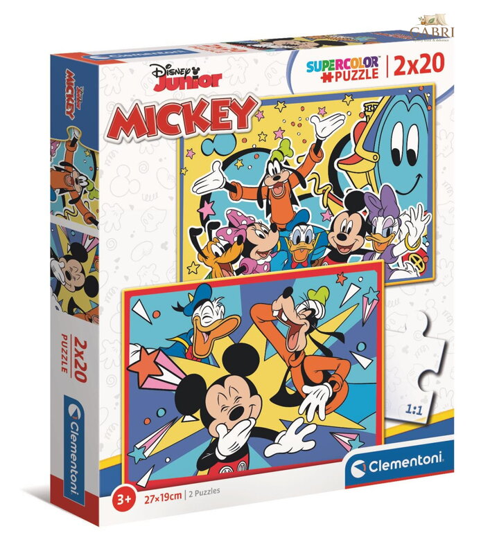 CLEMENTONI Puzzle Mickey se baví s kamarády 2x20 dílků