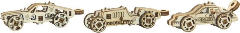 WOODEN CITY 3D puzzle mini sada Widgets: Sportovní auta 42 dílků