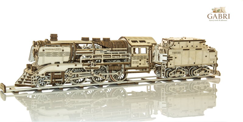 WOODEN CITY 3D puzzle Express s tendrem a kolejemi 580 dílků