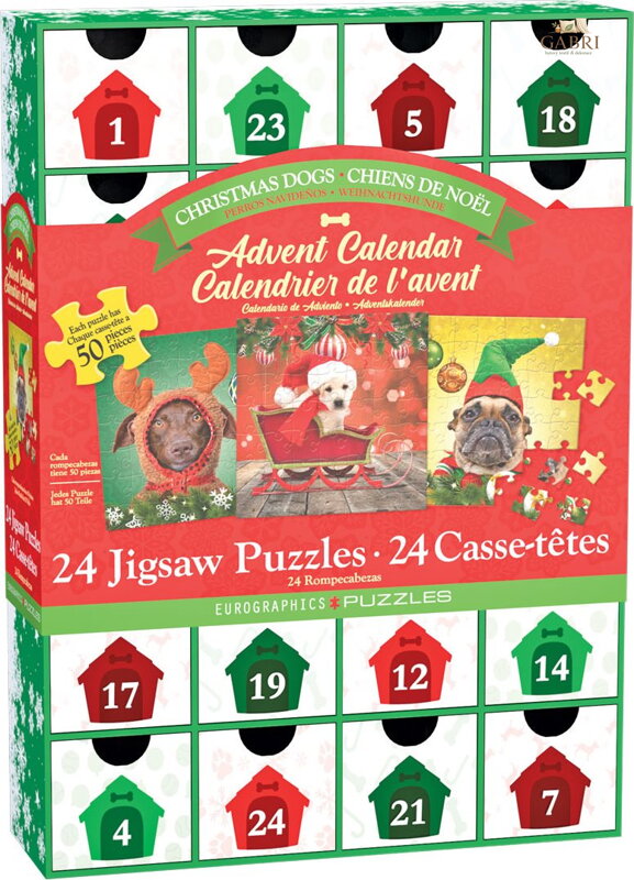 EUROGRAPHICS Puzzle Adventní kalendář: Vánoční pejsci 24x50 dílků