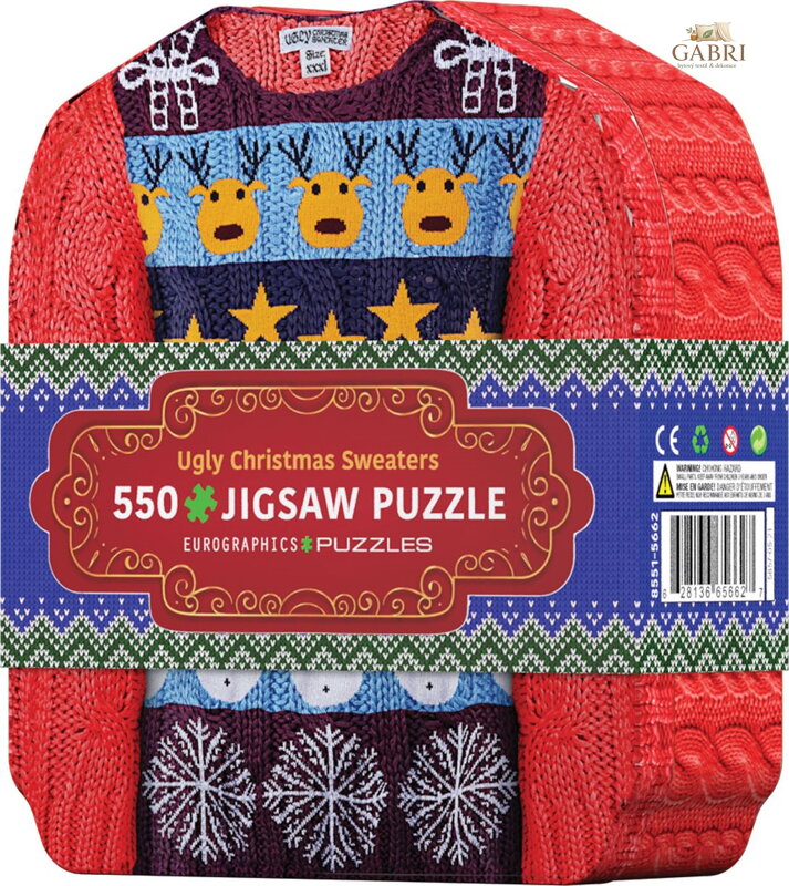 EUROGRAPHICS Puzzle v plechové krabičce Vánoční svetry 550 dílků