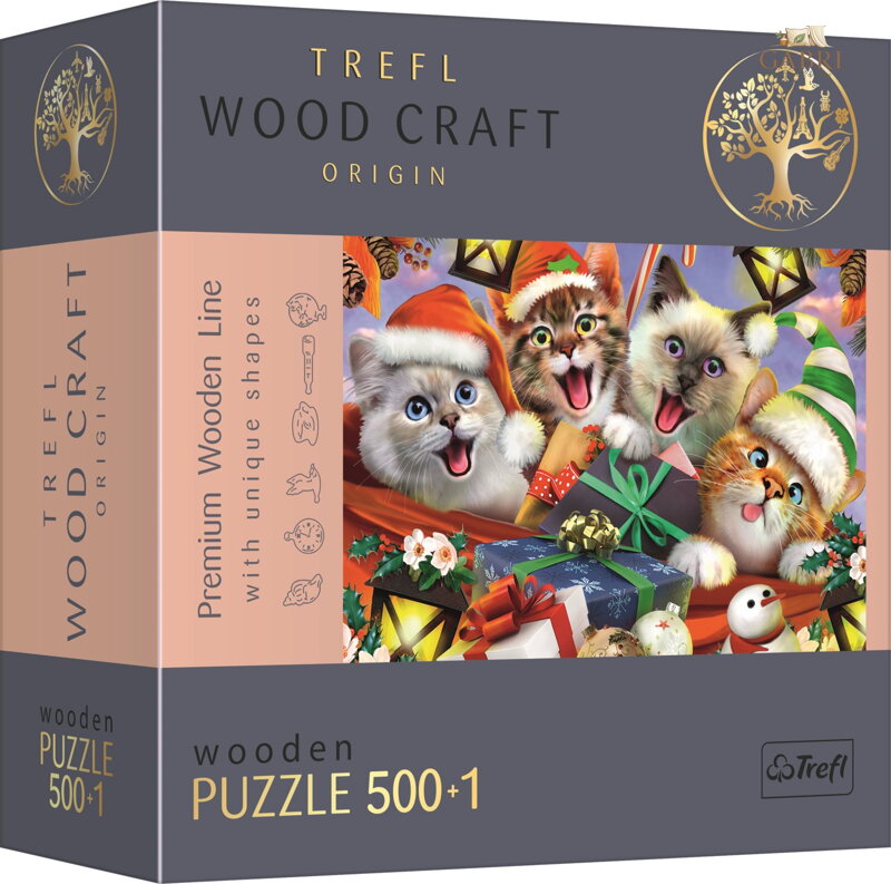 TREFL Wood Craft Origin puzzle Vánoční kočky 501 dílků