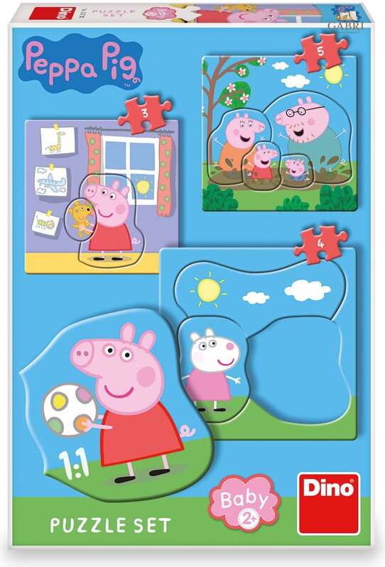 DINO Baby puzzle Prasátko Peppa a rodina 3v1 (3,4,5 dílků)