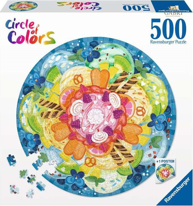 RAVENSBURGER Kulaté puzzle Kruh barev: Zmrzlina 500 dílků