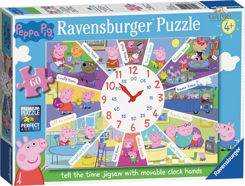 RAVENSBURGER Puzzle s hodinami Prasátko Peppa XL 60 dílků