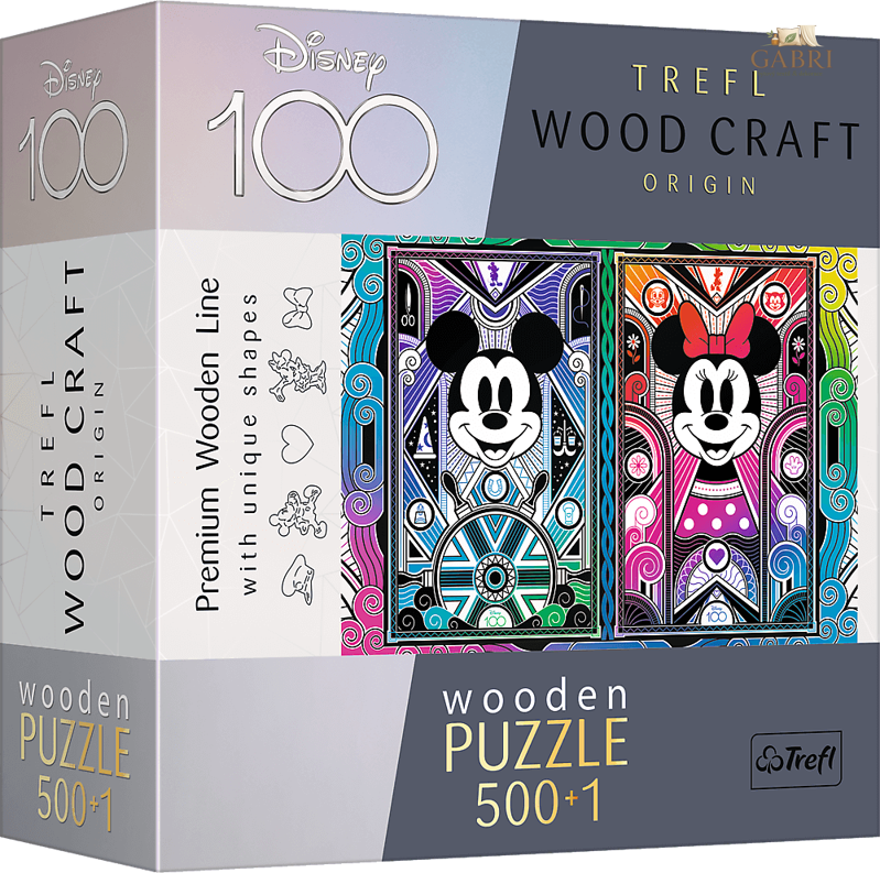 TREFL Wood Craft Origin puzzle Mickey Mouse a Minnie 501 dílků