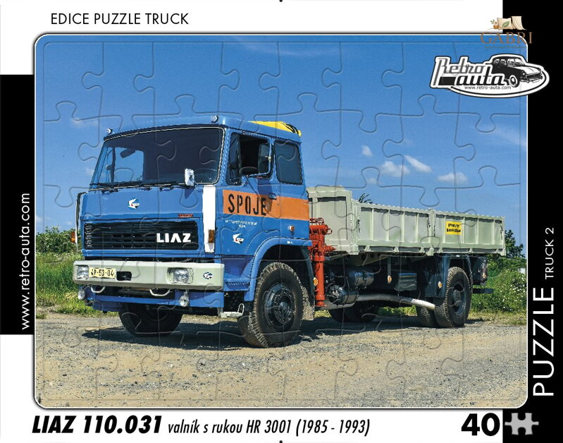 RETRO-AUTA Puzzle TRUCK č.2 Liaz 110.031 valník s rukou HR 3001 (1985-1993) 40 dílků