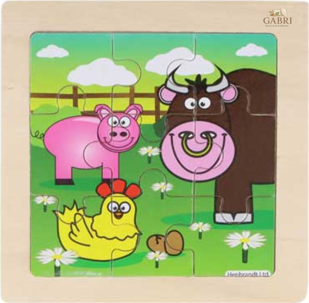 Dřevěné puzzle Farma: Odpočinek 9 dílků