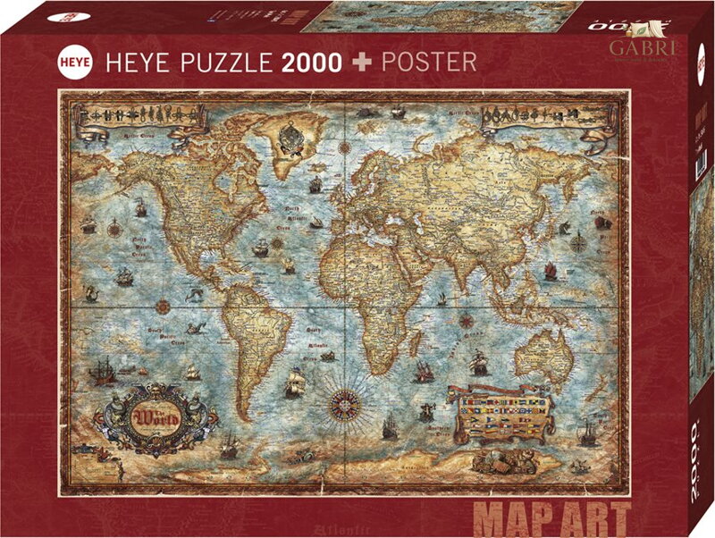 HEYE Puzzle Map Art: Svět 2000 dílků