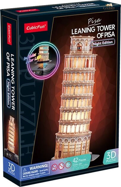 CUBICFUN Svítící 3D puzzle Noční edice: Šikmá věž v Pise 42 dílků