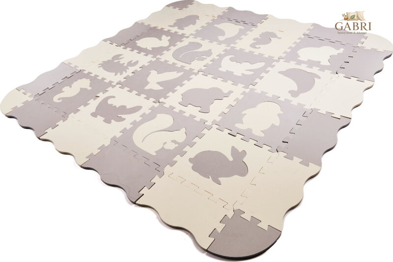 KIK Pěnové puzzle šedo-krémové Zvířátka