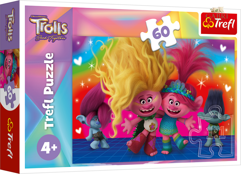 TREFL Puzzle Trollové 3: Přátelští Trollové 60 dílků