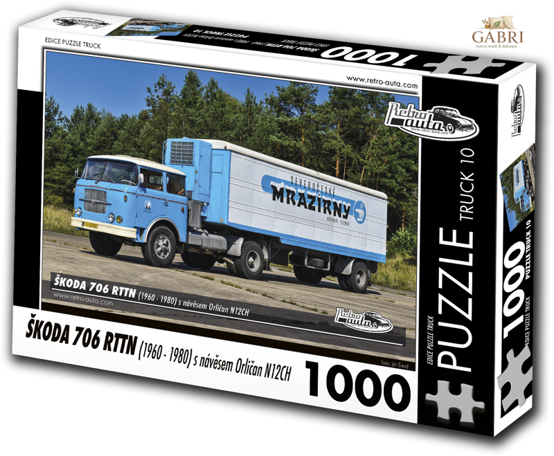 RETRO-AUTA Puzzle TRUCK č.10 Škoda 706 RTTN s návěsem Orličan N12CH (1960-1980) 1000 dílků