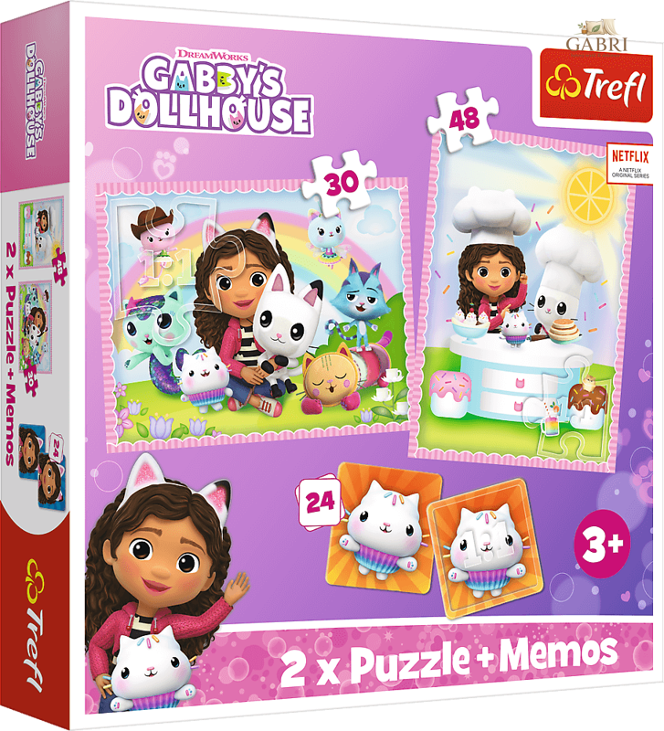 TREFL Sada 3v1 Gábinin kouzelný domek (2x puzzle + pexeso)