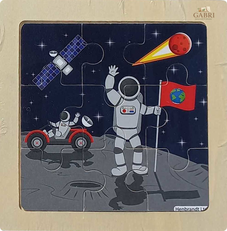 Dřevěné puzzle Vesmír: Na Měsíci 9 dílků