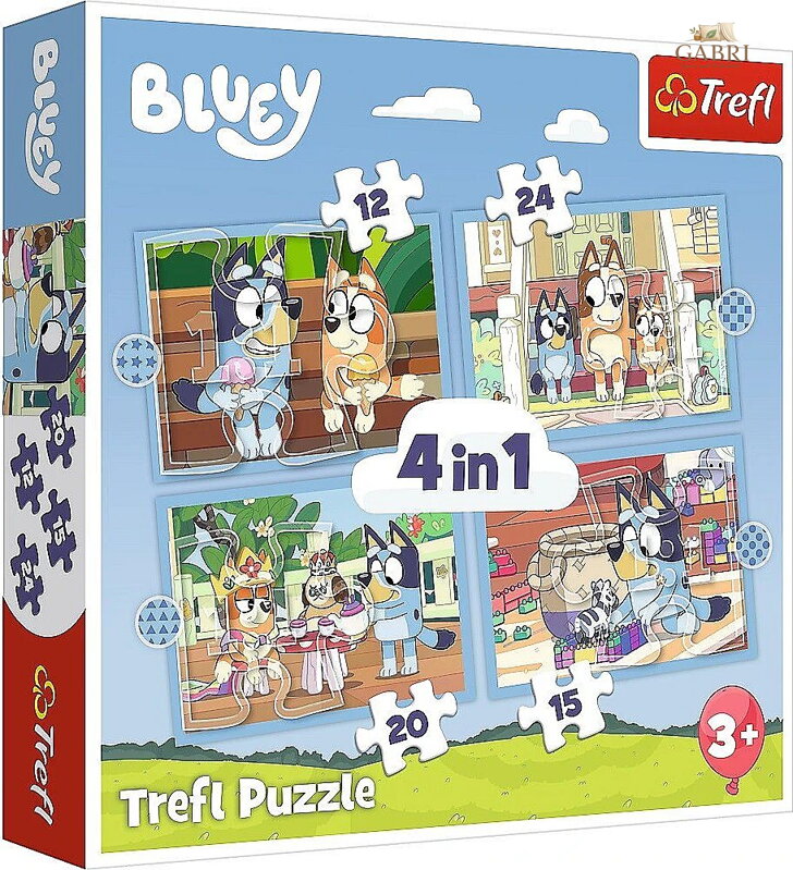 TREFL Puzzle Bluey a její svět 4v1 (12,15,20,24 dílků)