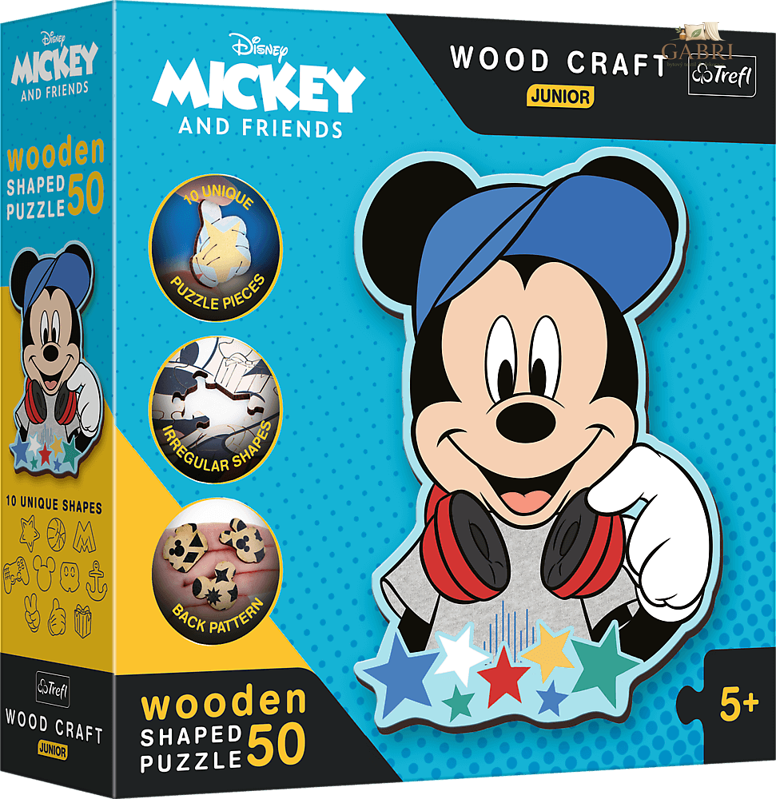 TREFL Wood Craft Junior puzzle Ve světě Mickeho Mouse 50 dílků