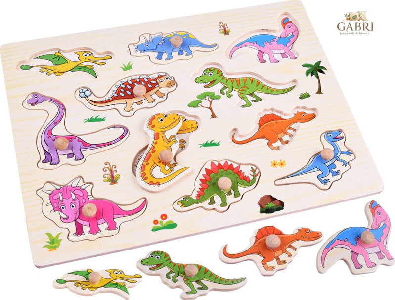 Dřevěná vkládačka Dinosauři