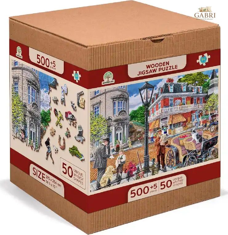 WOODEN CITY Dřevěné puzzle Hlavní ulice 2v1, 505 dílků EKO