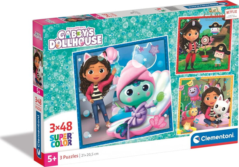 CLEMENTONI Puzzle Gábinin kouzelný domek 3x48 dílků