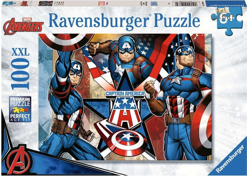 RAVENSBURGER Puzzle Marvel: Kapitán Amerika XXL 100 dílků