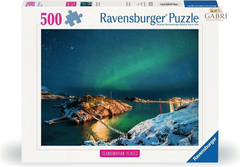 RAVENSBURGER Puzzle Skandinávie: Polární záře v Norsku 500 dílků