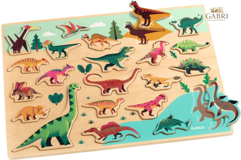 DJECO Dřevěná vkládačka Dino