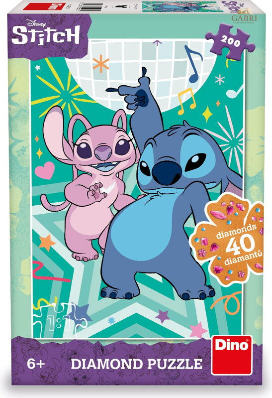 DINO Puzzle s drahokamy Stitch 200 dílků