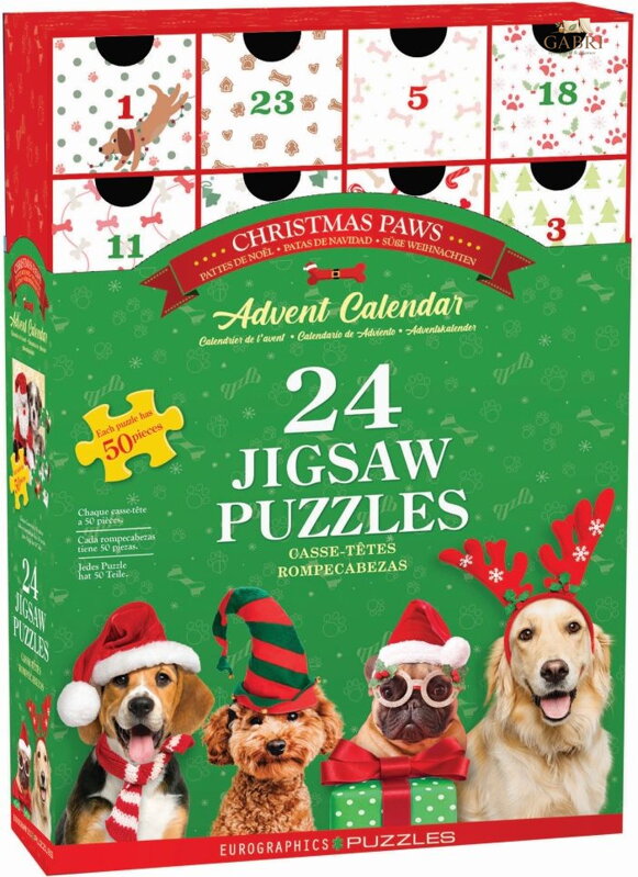 EUROGRAPHICS Puzzle Adventní kalendář: Vánoční tlapky 24x50 dílků